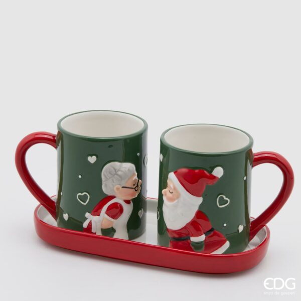 Cadeau de Noël-Set deux mugs avec soucoupe-EDG